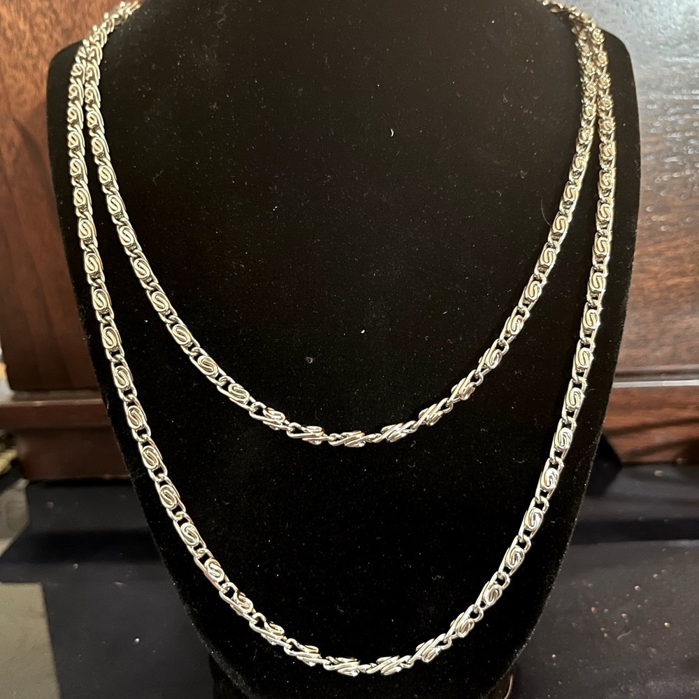 Extra Long Silver Single Double or Triple Necklace - Picture 4 of 5